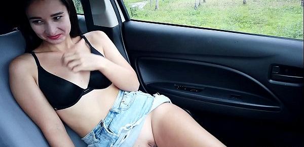  Hot tinder babe masturbate nice pussy in car on road in rainy day with emotional orgasms - PassionBunny